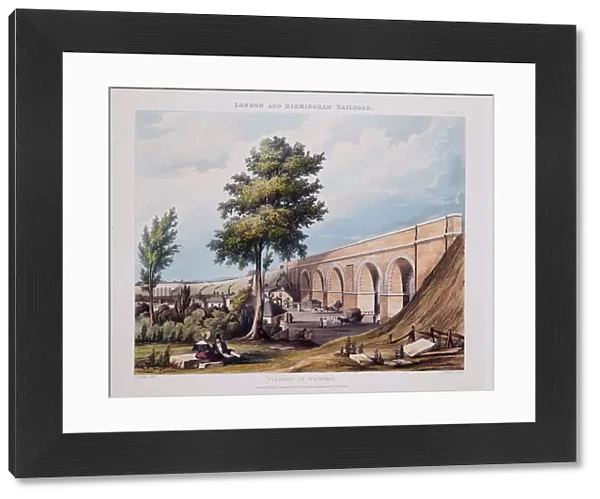 Viaduct at Watford, published 1837 (hand coloured engraving)