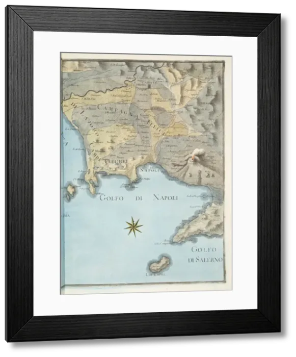 Framed Print : Map of the Gulf of Naples and surrounding area, 1776 Framed Print : Map of the Gulf of Naples and surrounding area, 1776