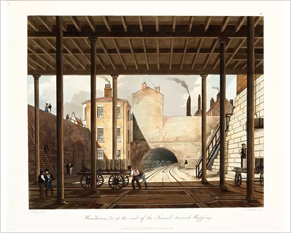 Warehouses &c at the end of the Tunnel towards Wapping, London, c1831. Artist