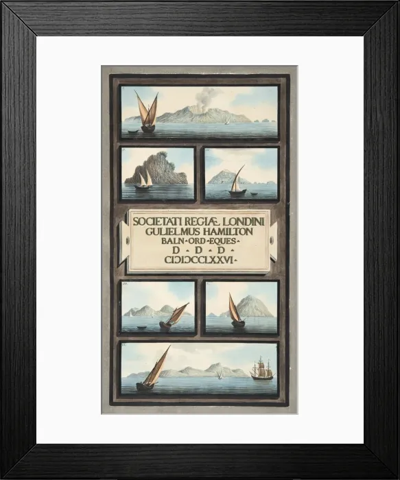 Framed Print : Title Page and Fronticepiece from Campi Phlegraei: Observations on the Volcanoes Framed Print : Title Page and Fronticepiece from Campi Phlegraei: Observations on the Volcanoes