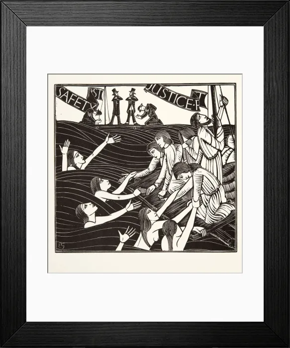 Framed Print : Safety First, 1924, (wood engraving) Framed Print : Safety First, 1924, (wood engraving)