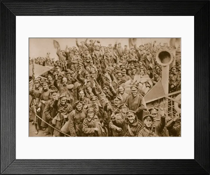Framed Print : Hailing home with smiles and cheers, c1914-1919 Framed Print : Hailing home with smiles and cheers, c1914-1919