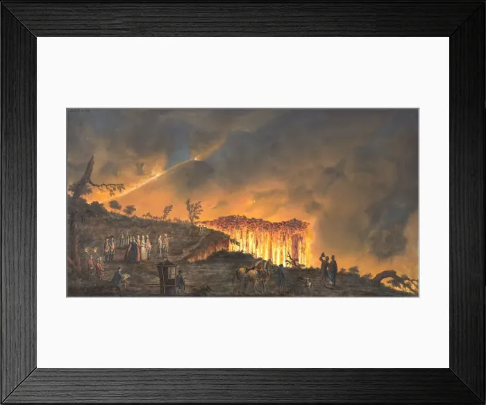 Framed Print : A night view of a current of lava that ran from Mount Vesuvius towards Resina, 1776 Framed Print : A night view of a current of lava that ran from Mount Vesuvius towards Resina, 1776