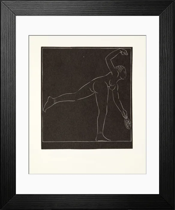 Framed Print : The Tennis Player, 1923, (wood engraving) Framed Print : The Tennis Player, 1923, (wood engraving)