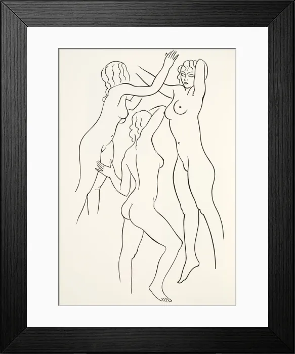 Framed Print : Three female nudes, 1938, (wood engraving) Framed Print : Three female nudes, 1938, (wood engraving)
