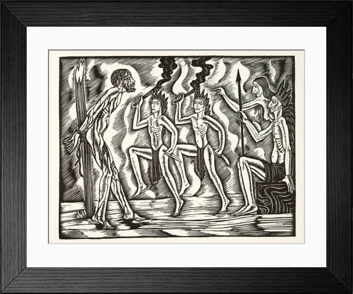 Framed Print : The Martyrdom, from The Travels and Sufferings of Father Jean de Brebeuf, 1938, (wood engraving) Framed Print : The Martyrdom, from The Travels and Sufferings of Father Jean de Brebeuf, 1938, (wood engraving)