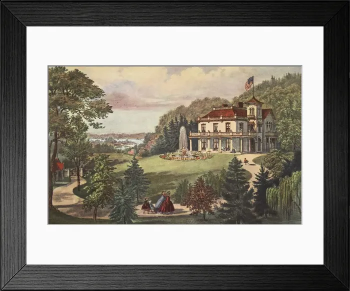 Framed Print : Life In The Country - Evening, pub. 1862, Currier & Ives (Colour Lithograph) Framed Print : Life In The Country - Evening, pub. 1862, Currier & Ives (Colour Lithograph)