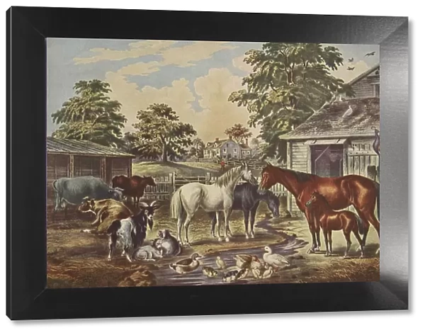 American Farm Yard - Morning, pub. 1857, Currier & Ives (Colour Lithograph)