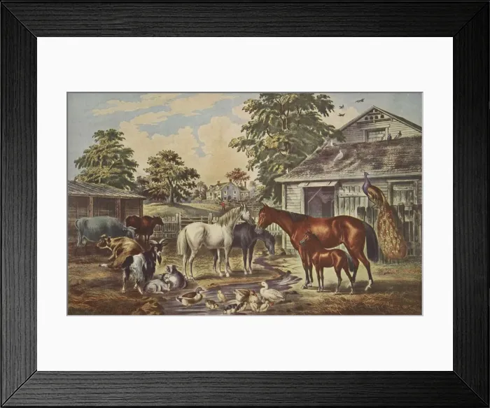 Framed Print : American Farm Yard - Morning, pub. 1857, Currier & Ives (Colour Lithograph) Framed Print : American Farm Yard - Morning, pub. 1857, Currier & Ives (Colour Lithograph)