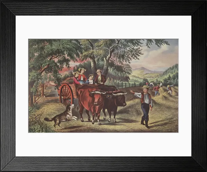 Framed Print : Haying-time, The First Load, pub. 1868, Currier & Ives (Colour Lithograph) Framed Print : Haying-time, The First Load, pub. 1868, Currier & Ives (Colour Lithograph)