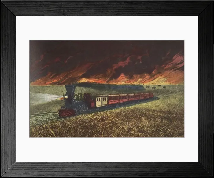 Framed Print : Prairie Fires of the Great West, pub. 1871, Currier & Ives (Colour Lithograph) Framed Print : Prairie Fires of the Great West, pub. 1871, Currier & Ives (Colour Lithograph)