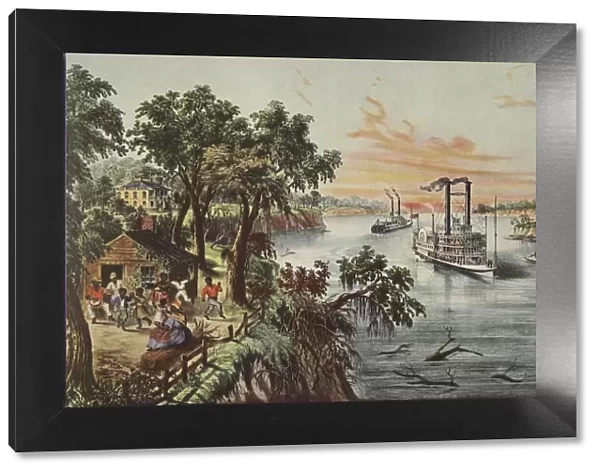 Low Water In The Mississippi, pub. 1868, Currier & Ives (Colour Lithograph)