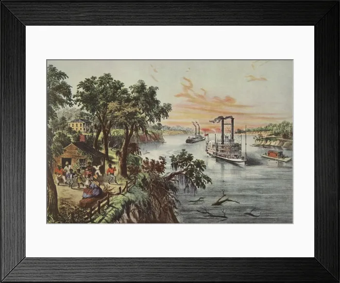 Framed Print : Low Water In The Mississippi, pub. 1868, Currier & Ives (Colour Lithograph) Framed Print : Low Water In The Mississippi, pub. 1868, Currier & Ives (Colour Lithograph)