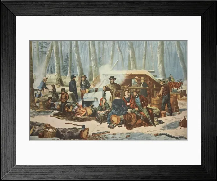 Framed Print : American Forest Scene - Maple Sugaring, pub Framed Print : American Forest Scene - Maple Sugaring, pub