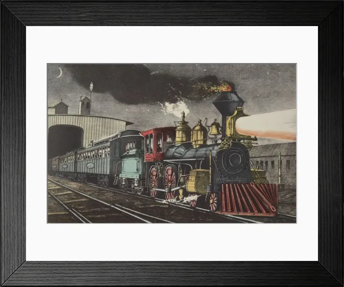 Framed Print : The Night Express: The Start, pub. 1871, Currier & Ives (Colour Lithograph)
