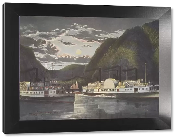 A Night on the Hudson - Through at Daylight, pub. 1864, Currier & Ives