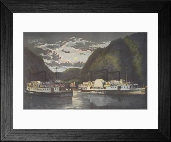 Framed Print : A Night on the Hudson - Through at Daylight, pub. 1864, Currier & Ives Framed Print : A Night on the Hudson - Through at Daylight, pub. 1864, Currier & Ives