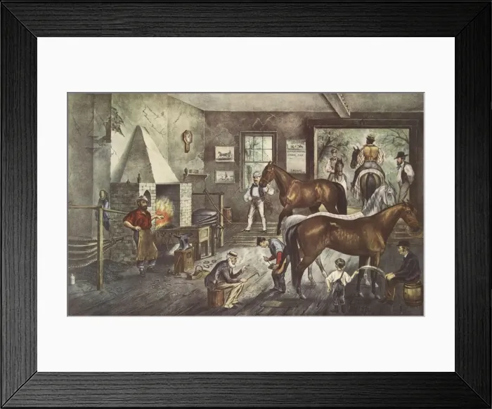 Framed Print : Trotting Cracks at the Forge, pub. 1869, Currier & Ives (Colour Lithograph) Framed Print : Trotting Cracks at the Forge, pub. 1869, Currier & Ives (Colour Lithograph)