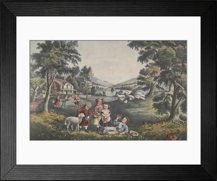 Framed Print : The Four Seasons of Life - Childhood, pub. 1868, The Season of Joy, Currier & Ives Framed Print : The Four Seasons of Life - Childhood, pub. 1868, The Season of Joy, Currier & Ives