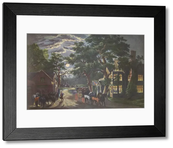 Framed Print : The Wayside Inn, pub. 1864 Currier & Ives (Colour Lithograph)
