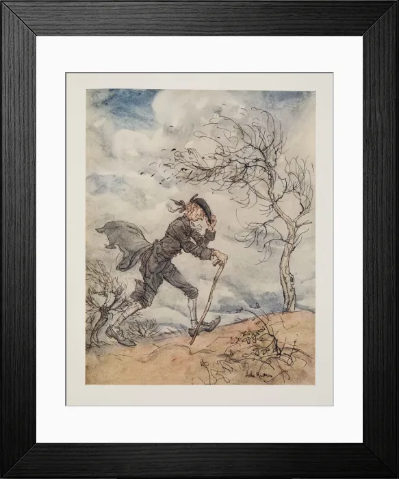 Framed Print : Striding along the profile of a hill on a windy day from The Legend of Sleepy Hollow, 1928 Framed Print : Striding along the profile of a hill on a windy day from The Legend of Sleepy Hollow, 1928