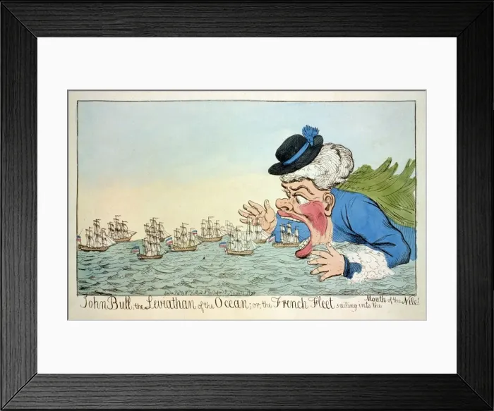 Framed Print : John Bull the Leviatan of the Ocean or the French Fleet sailing into the Mouth of Framed Print : John Bull the Leviatan of the Ocean or the French Fleet sailing into the Mouth of