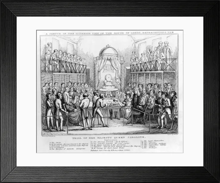 Framed Print : A Sketch of the Interior View of the House of Lords, representing the Trial of Her Framed Print : A Sketch of the Interior View of the House of Lords, representing the Trial of Her