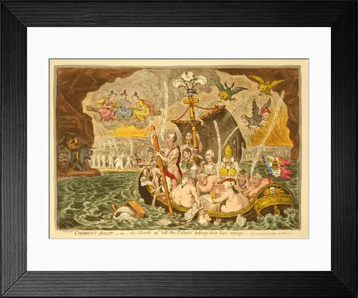 Framed Print : Charons Boat, or The Ghosts of the All Talents Taking their Last Voyage, 1807 Framed Print : Charons Boat, or The Ghosts of the All Talents Taking their Last Voyage, 1807