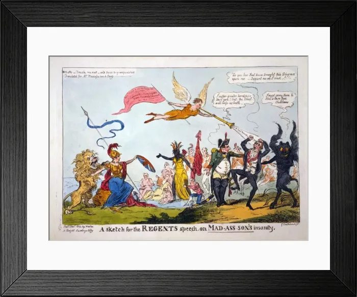 Framed Print : A Sketch for the Regents Speech on Mad-ass-sons Insanity, 1812 Framed Print : A Sketch for the Regents Speech on Mad-ass-sons Insanity, 1812