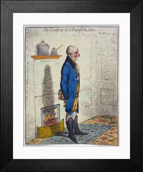 Framed Print : The Comforts of a Rumford Stove, 1800 Framed Print : The Comforts of a Rumford Stove, 1800