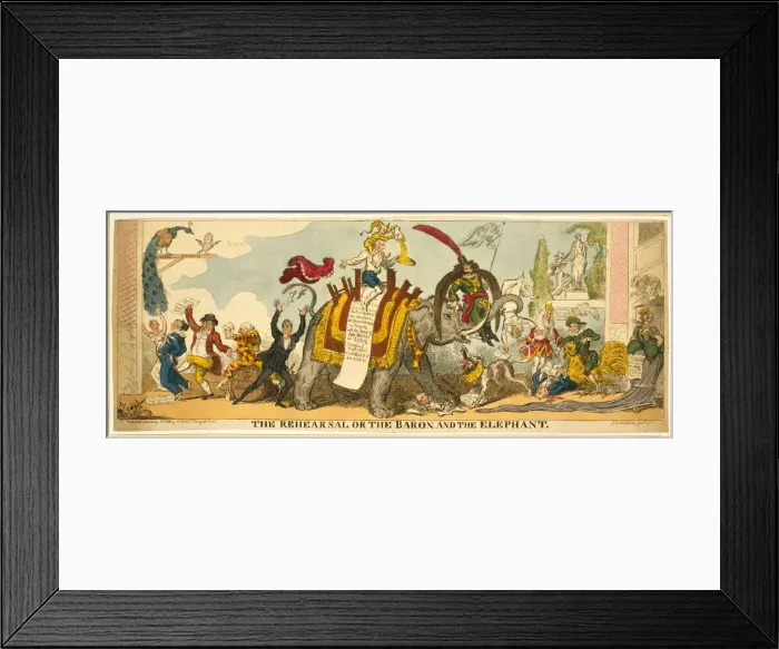 Framed Print : The Rehearsal or the Baron and the Elephant, 1812 Framed Print : The Rehearsal or the Baron and the Elephant, 1812