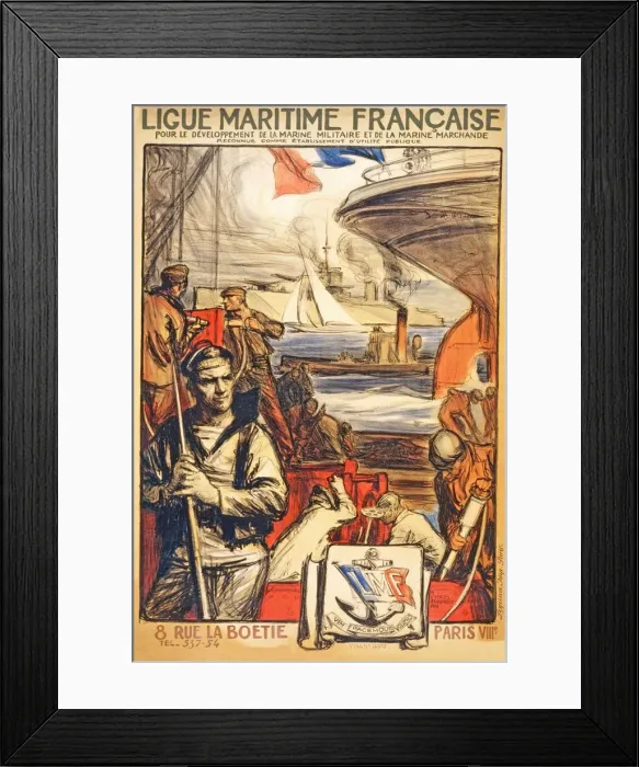 Framed Print : Poster to raise awareness of Ligue Maritime Franciase, 1918 Framed Print : Poster to raise awareness of Ligue Maritime Franciase, 1918