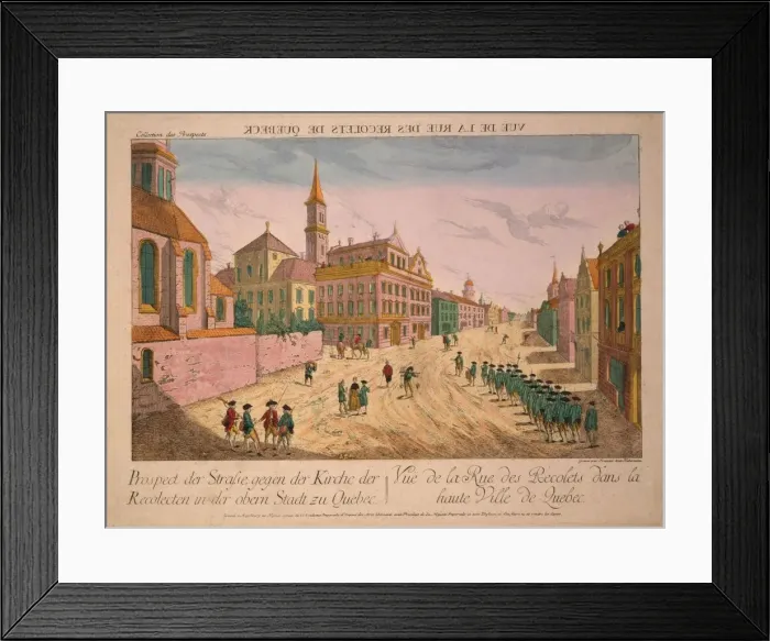 Framed Print : Vue de la Rue des Recolets de Quebeck, c. 1770s Framed Print : Vue de la Rue des Recolets de Quebeck, c. 1770s