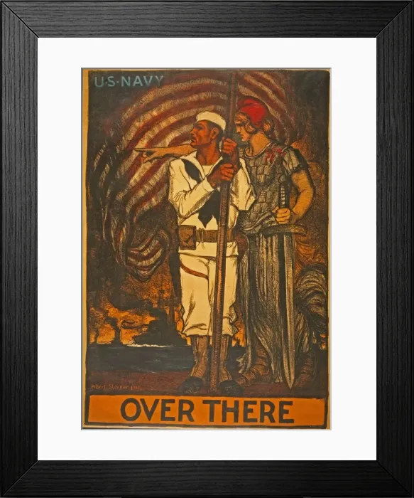 Framed Print : U. S. Navy Recruitment Poster Over There, 1917 Framed Print : U. S. Navy Recruitment Poster Over There, 1917