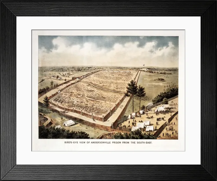 Framed Print : Bird s-Eye View of Andersonville Prison, from the South-East, c. 1890 Framed Print : Bird s-Eye View of Andersonville Prison, from the South-East, c. 1890