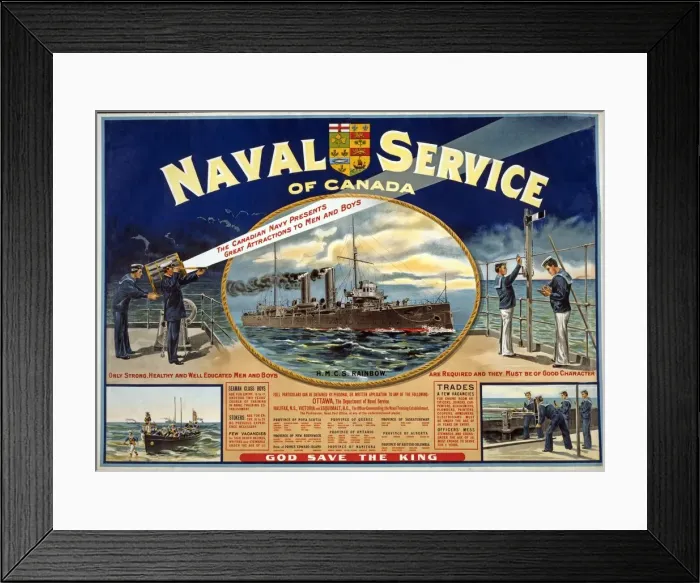 Framed Print : WWI Recruitment Poster for the Naval Service of Canada, 1915 Framed Print : WWI Recruitment Poster for the Naval Service of Canada, 1915