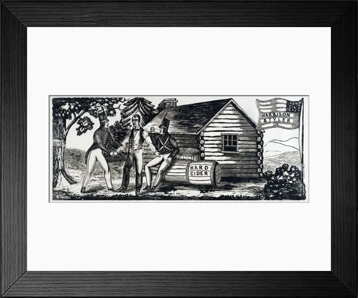 Framed Print : Emblem for the Harrison & Tyler Presidential Campaign in 1840, 1840 Framed Print : Emblem for the Harrison & Tyler Presidential Campaign in 1840, 1840