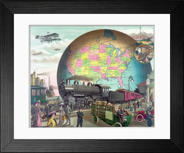 Framed Print : Twentieth Century Transportation, c. 1910 Framed Print : Twentieth Century Transportation, c. 1910