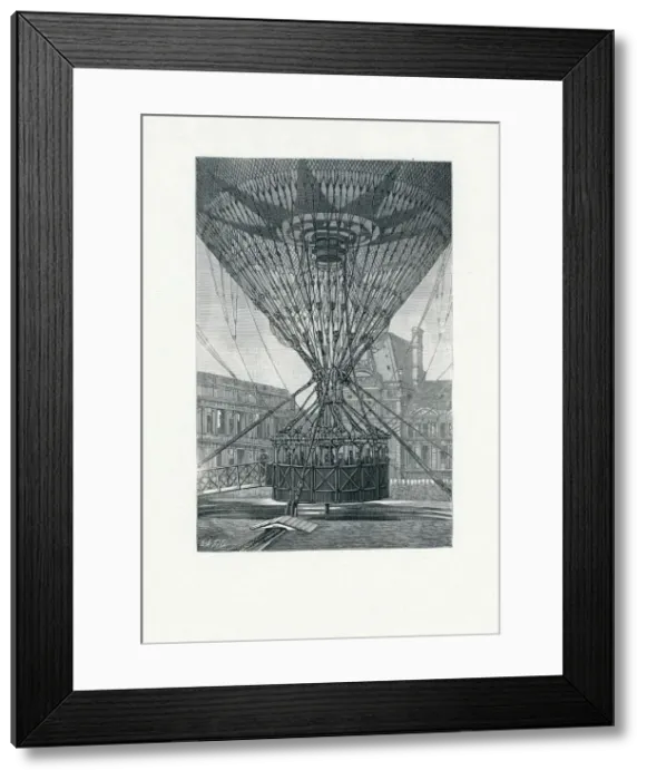 Framed Print : Panoramic Viewing Platform using a Hot Air Balloon, c. 1880