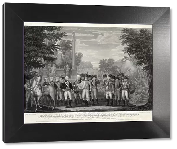 The British surrendering their arms to General Washington after the defeat at York Town …