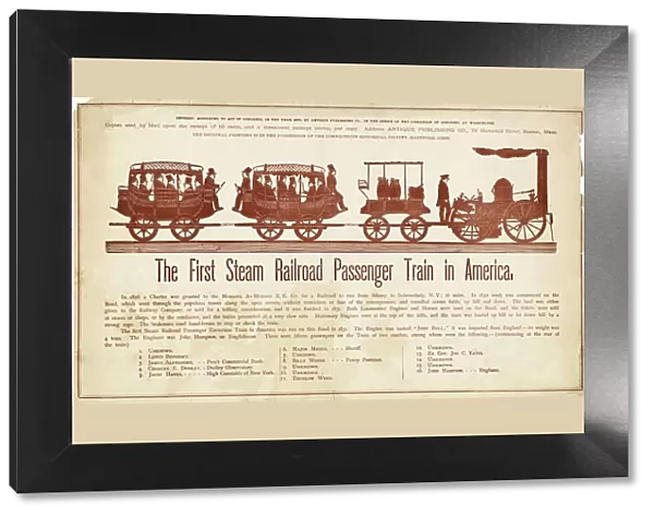 The First Steam Railroad Passenger Train in America, c. 1870