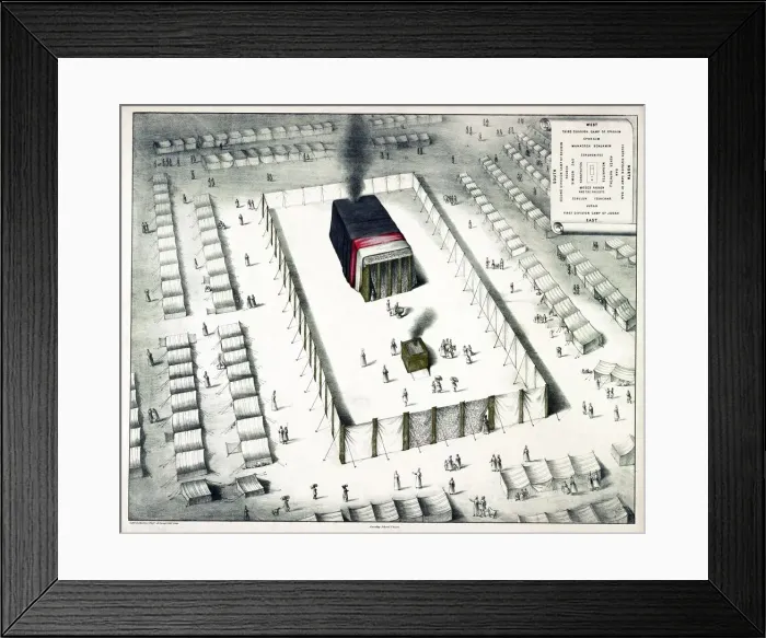 Framed Print : The Tabernacle in the Wilderness, and plan of the encampment, 1850 Framed Print : The Tabernacle in the Wilderness, and plan of the encampment, 1850