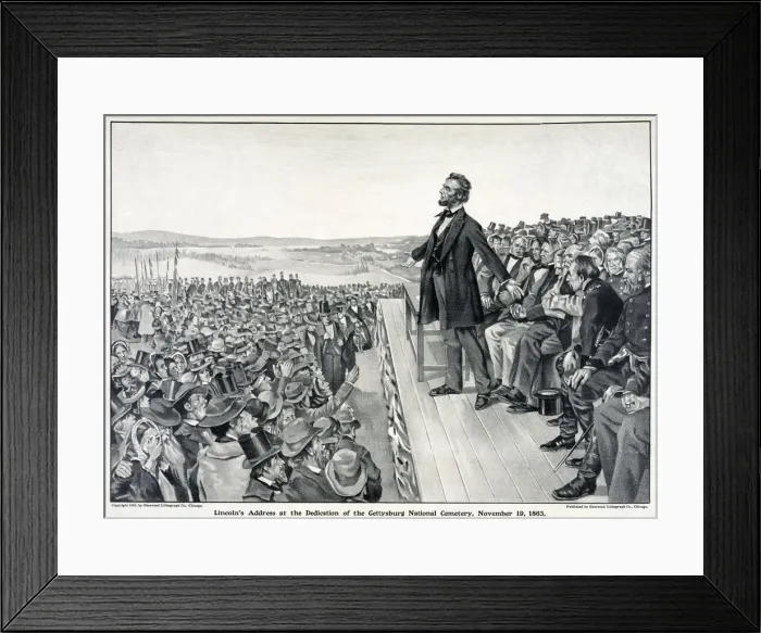 Framed Print : Lincolns Address at the dedication of the Gettysburg National Cemetery, November 19th 1863, 1905 Framed Print : Lincolns Address at the dedication of the Gettysburg National Cemetery, November 19th 1863, 1905