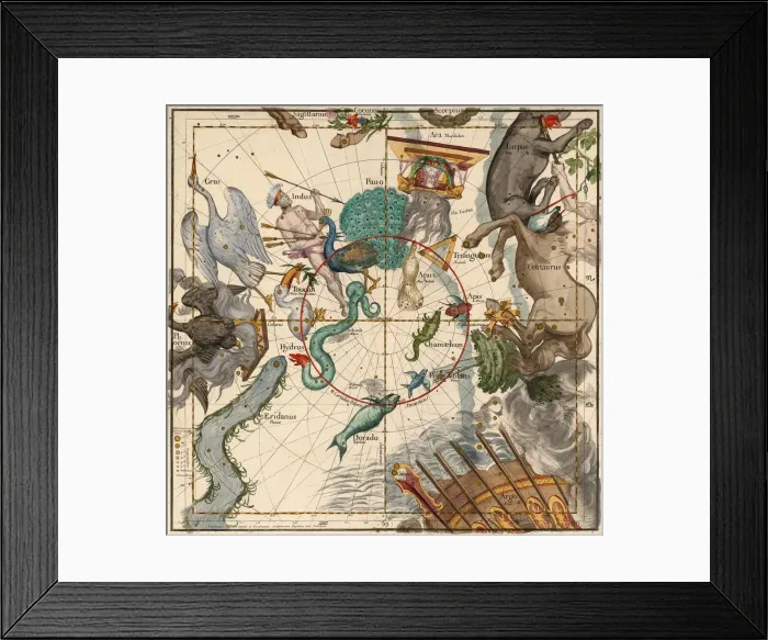 Framed Print : South Pole, Plate 6 from Globi coelestis in tabulas planas redacti descriptio, 1674 Framed Print : South Pole, Plate 6 from Globi coelestis in tabulas planas redacti descriptio, 1674