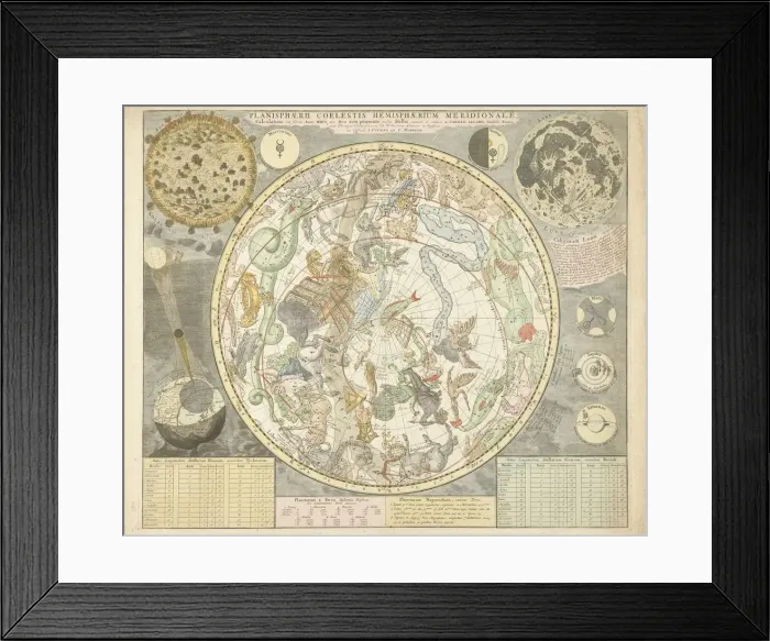 Framed Print : Planisphaerii Coelestis Hemisphaerium Meridionale, 1706 Framed Print : Planisphaerii Coelestis Hemisphaerium Meridionale, 1706