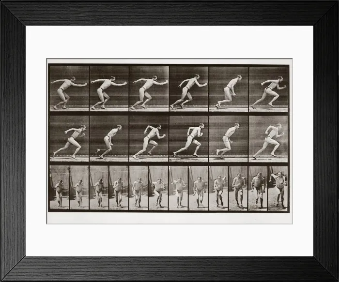 Framed Print : Man running, Plate 59 from Animal Locomotion, 1887 (photograph) Framed Print : Man running, Plate 59 from Animal Locomotion, 1887 (photograph)