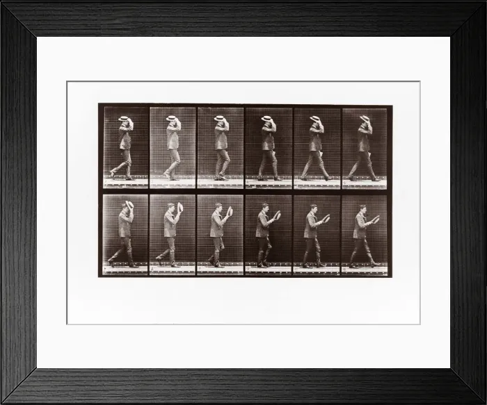 Framed Print : Man doffing his boater, Plate 44 from Animal Locomotion, 1887 (photograph) Framed Print : Man doffing his boater, Plate 44 from Animal Locomotion, 1887 (photograph)