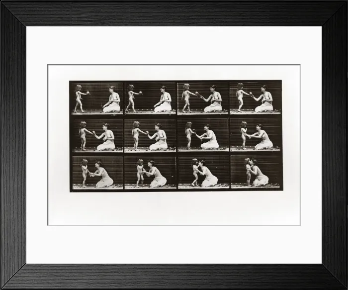 Framed Print : Child bringing bouquet to a woman, Plate 465 from Animal Locomotion, 1887 (photograph) Framed Print : Child bringing bouquet to a woman, Plate 465 from Animal Locomotion, 1887 (photograph)