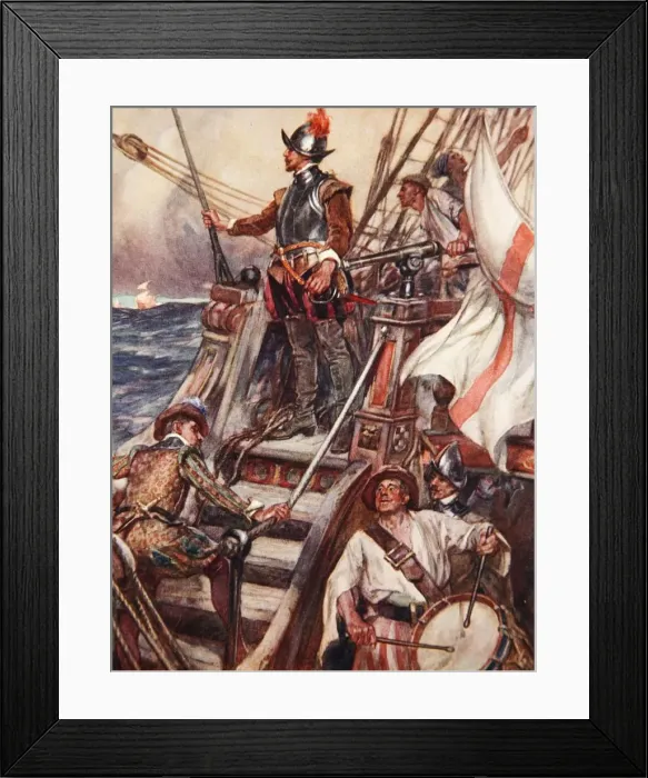 Framed Print : Drakes Drum, illustration from Drakes Drum and Other Songs of the Sea, 1905 Framed Print : Drakes Drum, illustration from Drakes Drum and Other Songs of the Sea, 1905