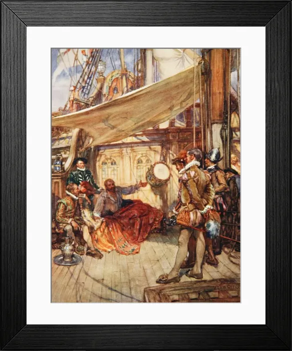 Framed Print : Drakes Drum, illustration from Drakes Drum and Other Songs of the Sea, 1905 Framed Print : Drakes Drum, illustration from Drakes Drum and Other Songs of the Sea, 1905